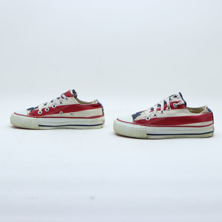 Converse Sneakers Vintage in Tela Rossa, Bianca e Blu US 3 Unisex Made in USA