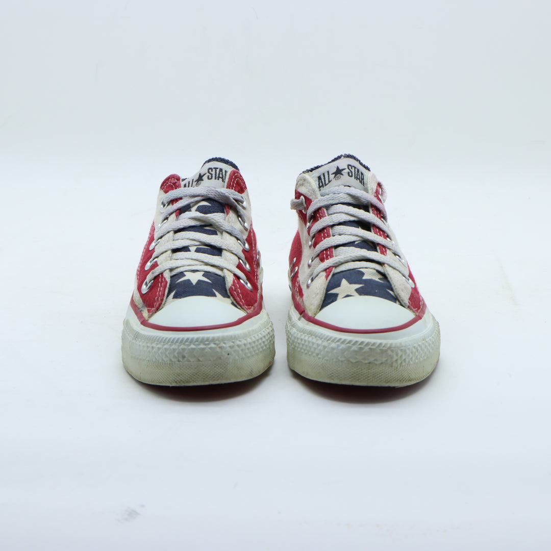 Converse Sneakers Vintage in Tela Rossa, Bianca e Blu US 3 Unisex Made in USA
