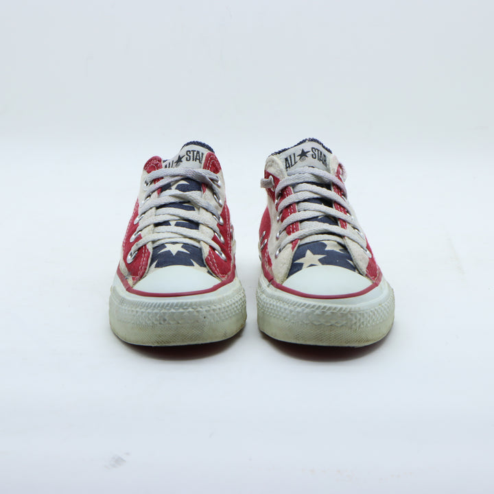Converse Sneakers Vintage in Tela Rossa, Bianca e Blu US 3 Unisex Made in USA