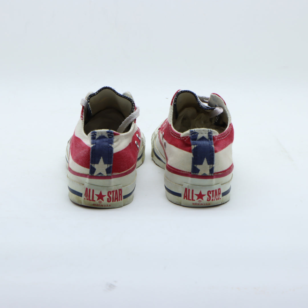 Converse Sneakers Vintage in Tela Rossa, Bianca e Blu US 3 Unisex Made in USA