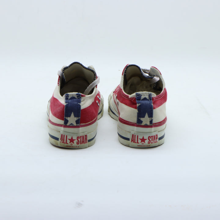 Converse Sneakers Vintage in Tela Rossa, Bianca e Blu US 3 Unisex Made in USA