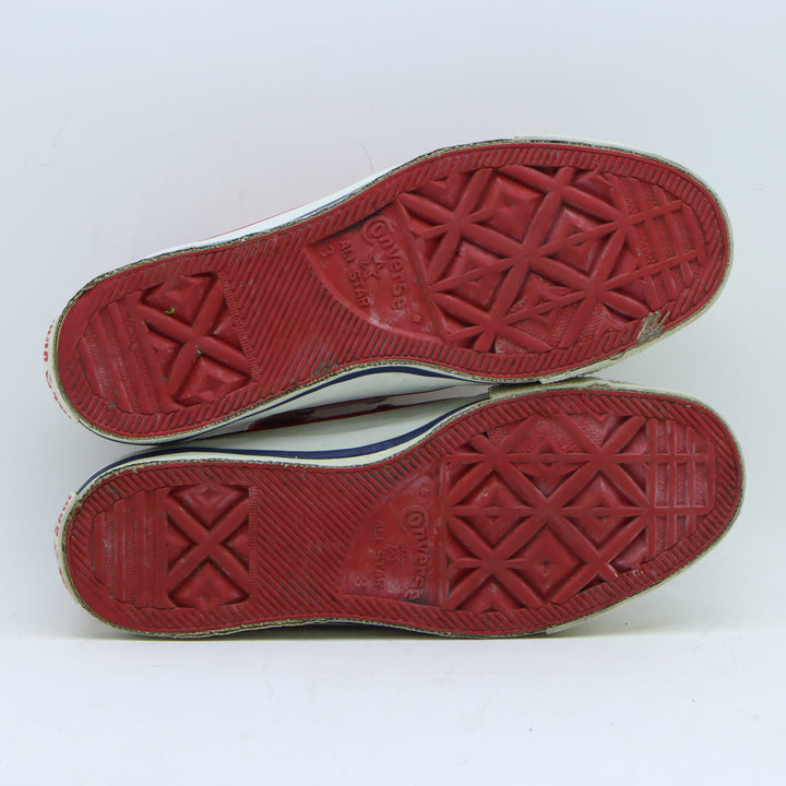 Converse Sneakers Vintage in Tela Rossa, Bianca e Blu US 3 Unisex Made in USA