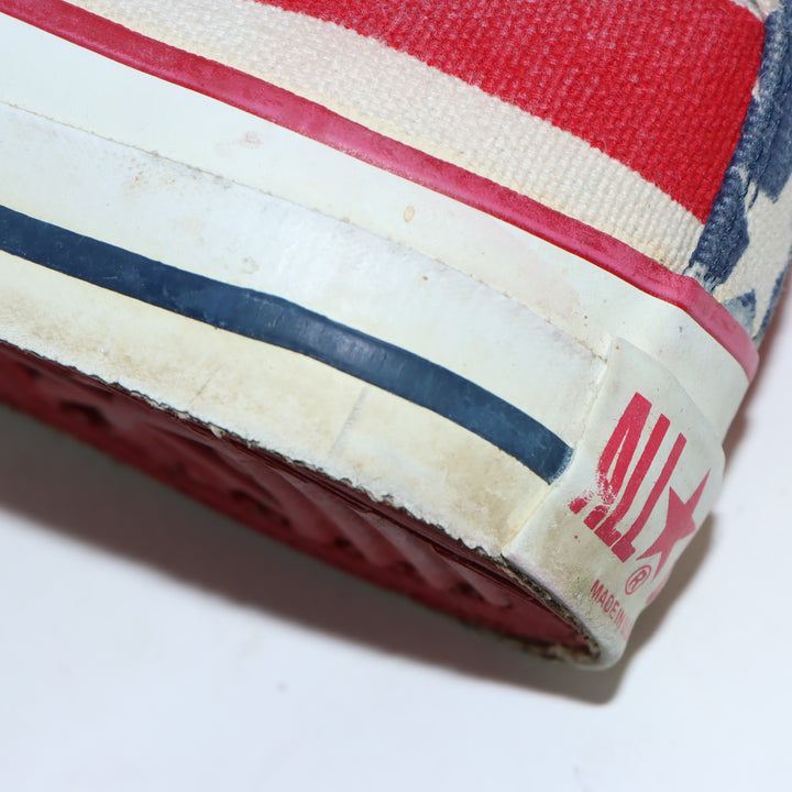 Converse Sneakers Vintage in Tela Rossa, Bianca e Blu US 3 Unisex Made in USA