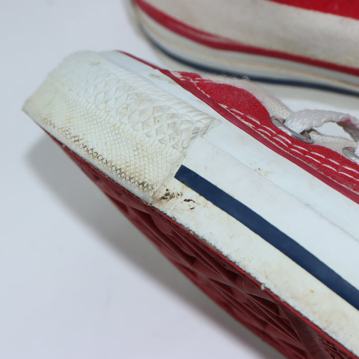 Converse Sneakers Vintage in Tela Rossa, Bianca e Blu US 3 Unisex Made in USA