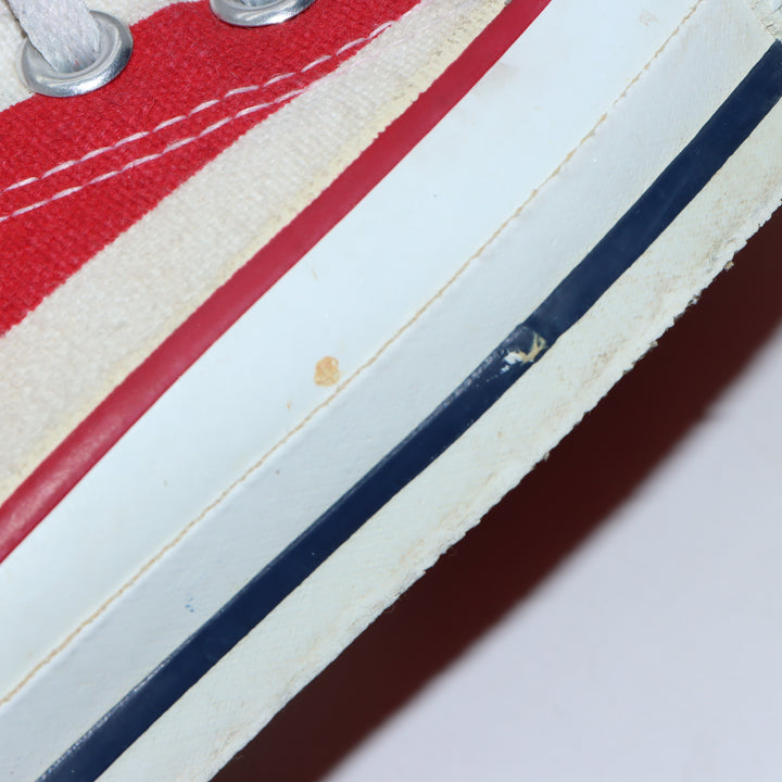 Converse Sneakers Vintage in Tela Rossa, Bianca e Blu US 3 Unisex Made in USA