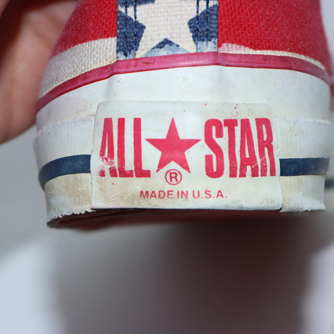 Converse Sneakers Vintage in Tela Rossa, Bianca e Blu US 3 Unisex Made in USA