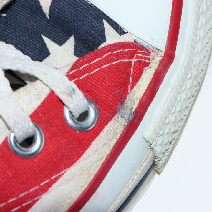 Converse Sneakers Vintage in Tela Rossa, Bianca e Blu US 3 Unisex Made in USA