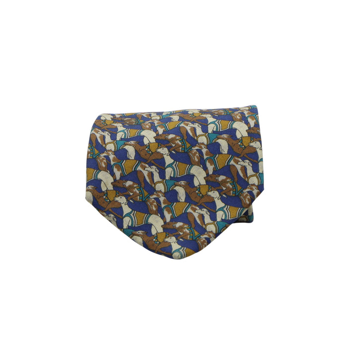 Salvatore Ferragamo Cravatta Blu e Marrone in Seta Uomo