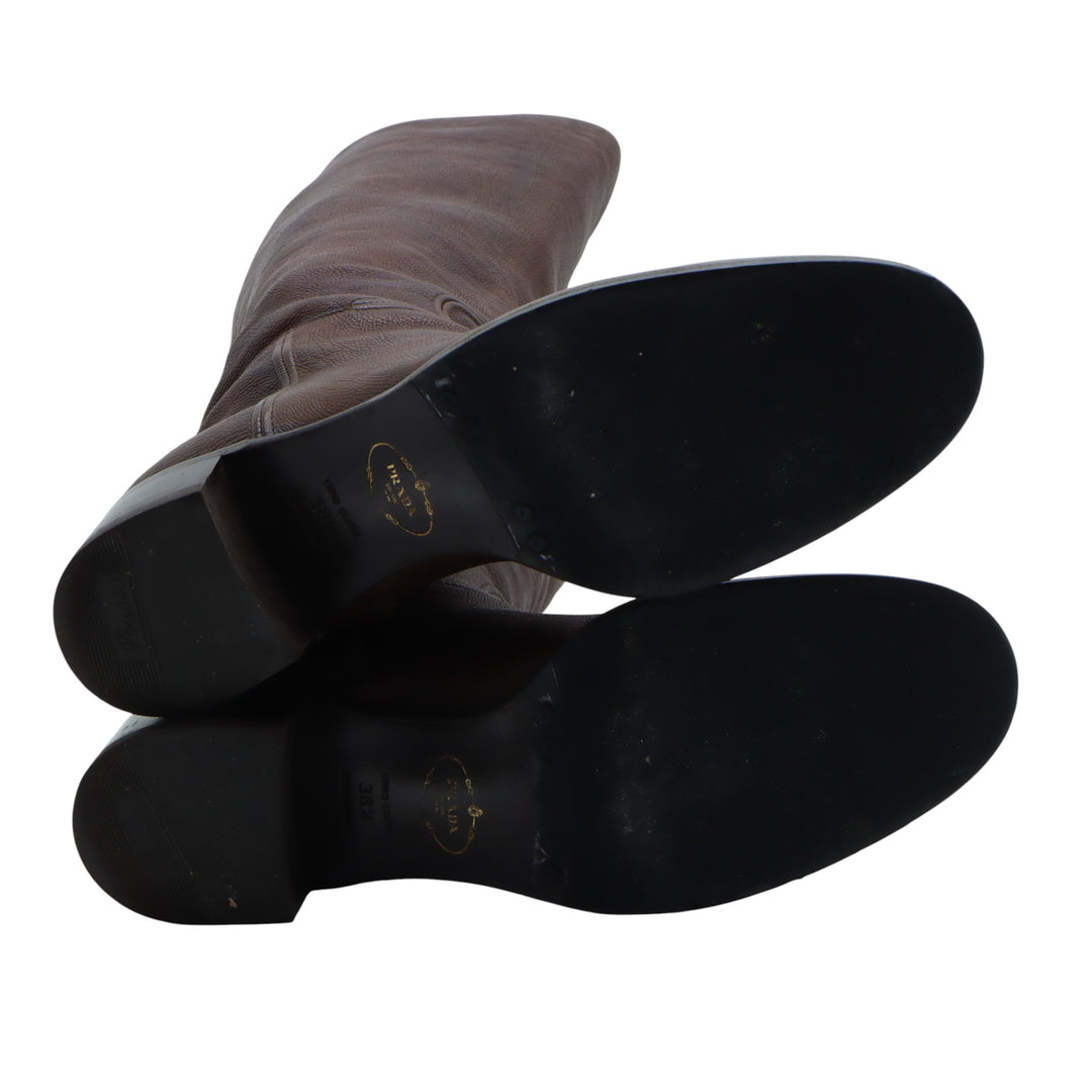 Prada Stivale in Pelle Marrone EU 38.5 Donna