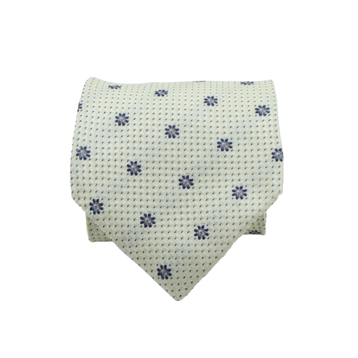 Kenzo Homme Cravatta Panna con Fiori in Seta Uomo