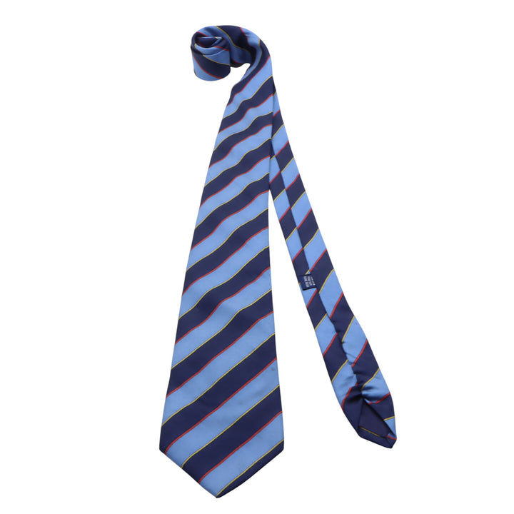 Burberry's Cravatta Blu con Fantasia a Righe in Seta Uomo