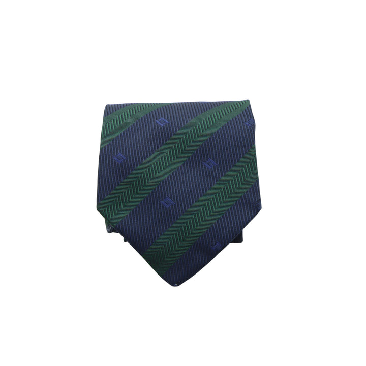 Ermenegildo Zegna Cravatta Verde e Blu con Fantasia in Seta Uomo