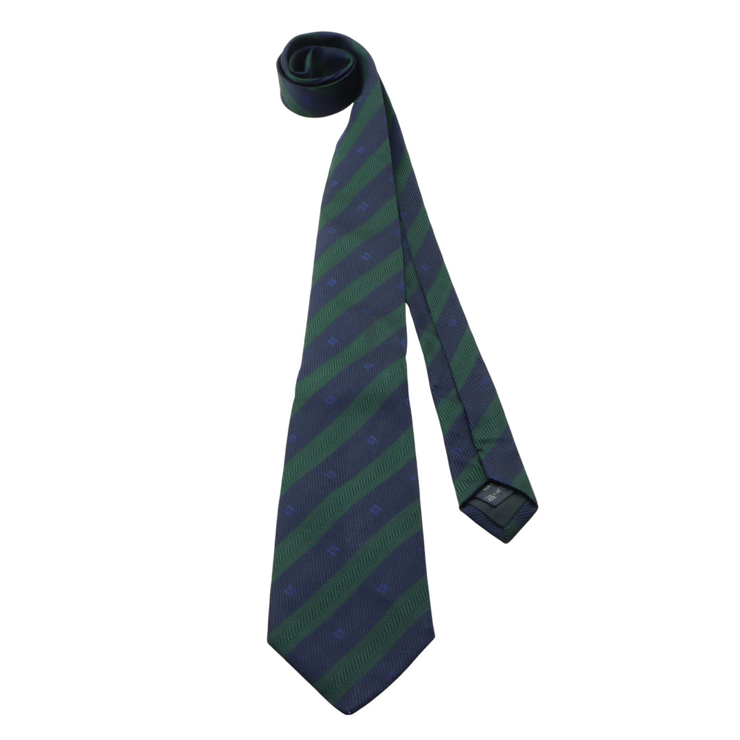 Ermenegildo Zegna Cravatta Verde e Blu con Fantasia in Seta Uomo