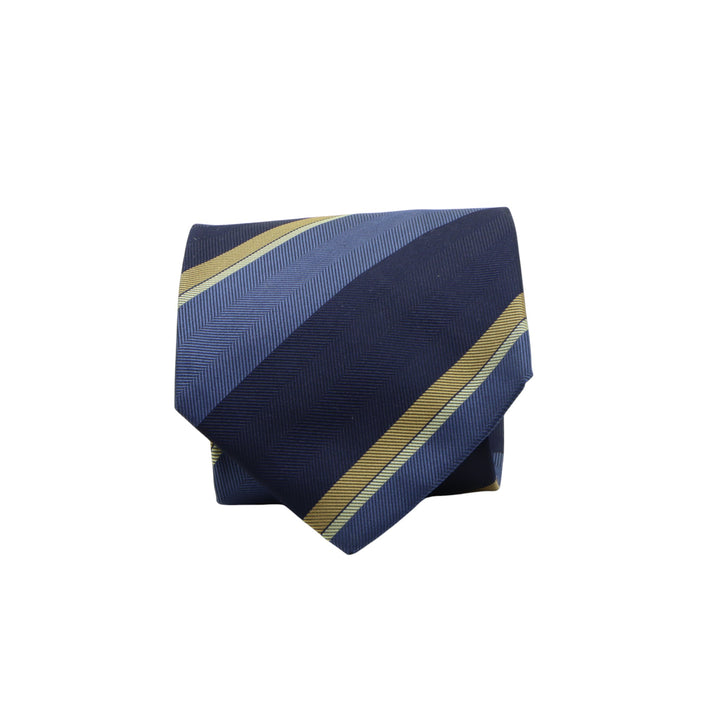 Club Cravatta Blu con Fantasia a Righe in Seta Uomo