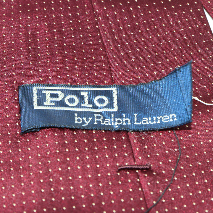 Polo Ralph Lauren Cravatta Bordeaux a Pois in Seta Uomo Made in USA