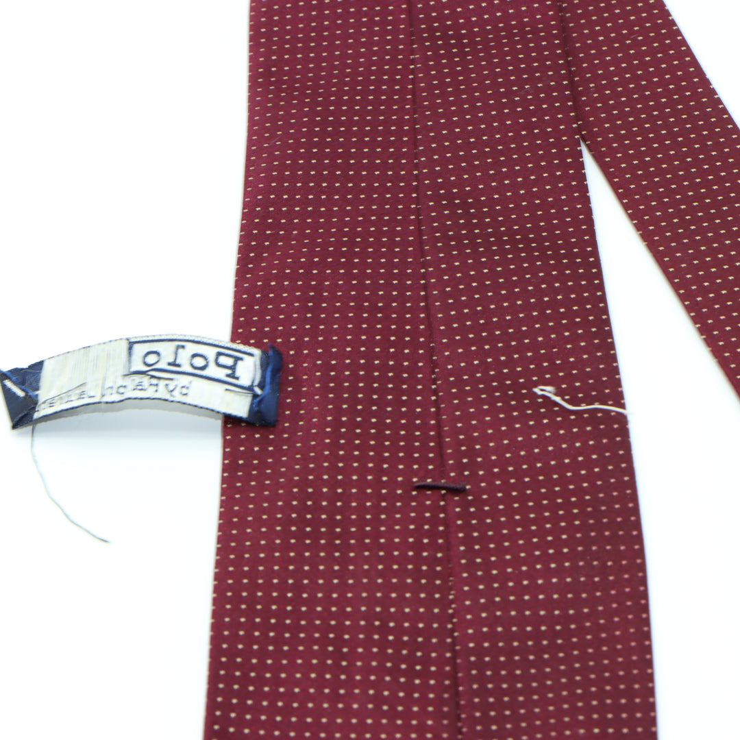 Polo Ralph Lauren Cravatta Bordeaux a Pois in Seta Uomo Made in USA