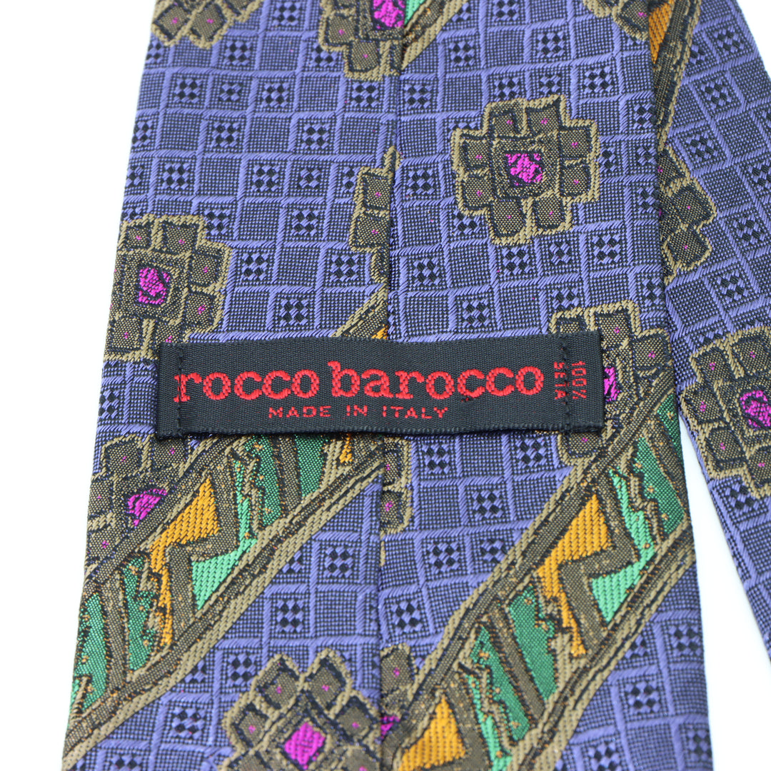 Rocco Barocco Cravatta Blu con Fantasia in Seta Uomo