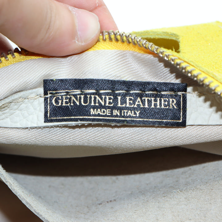 Genuine Leather Borsa Vintage in Pelle Gialla Donna