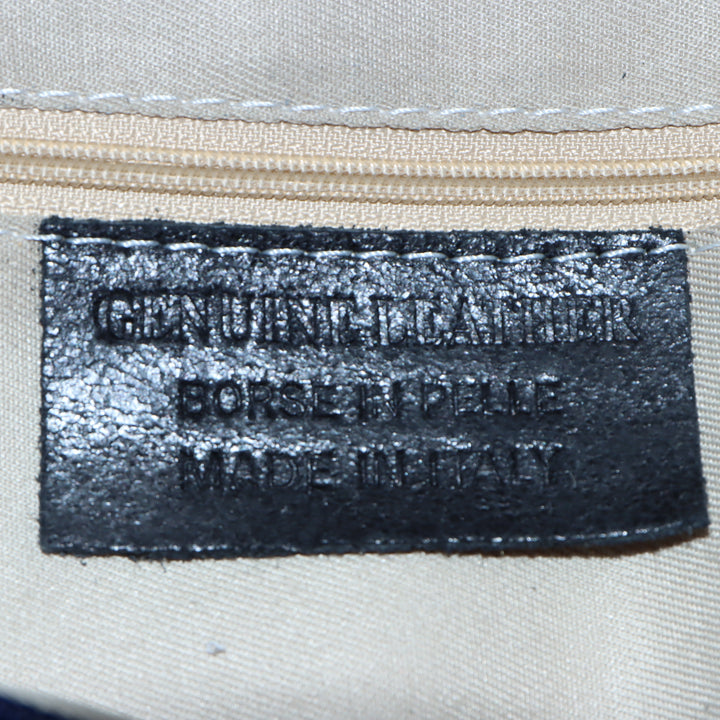 Genuine Leather Borsa in Pelle Blu Donna