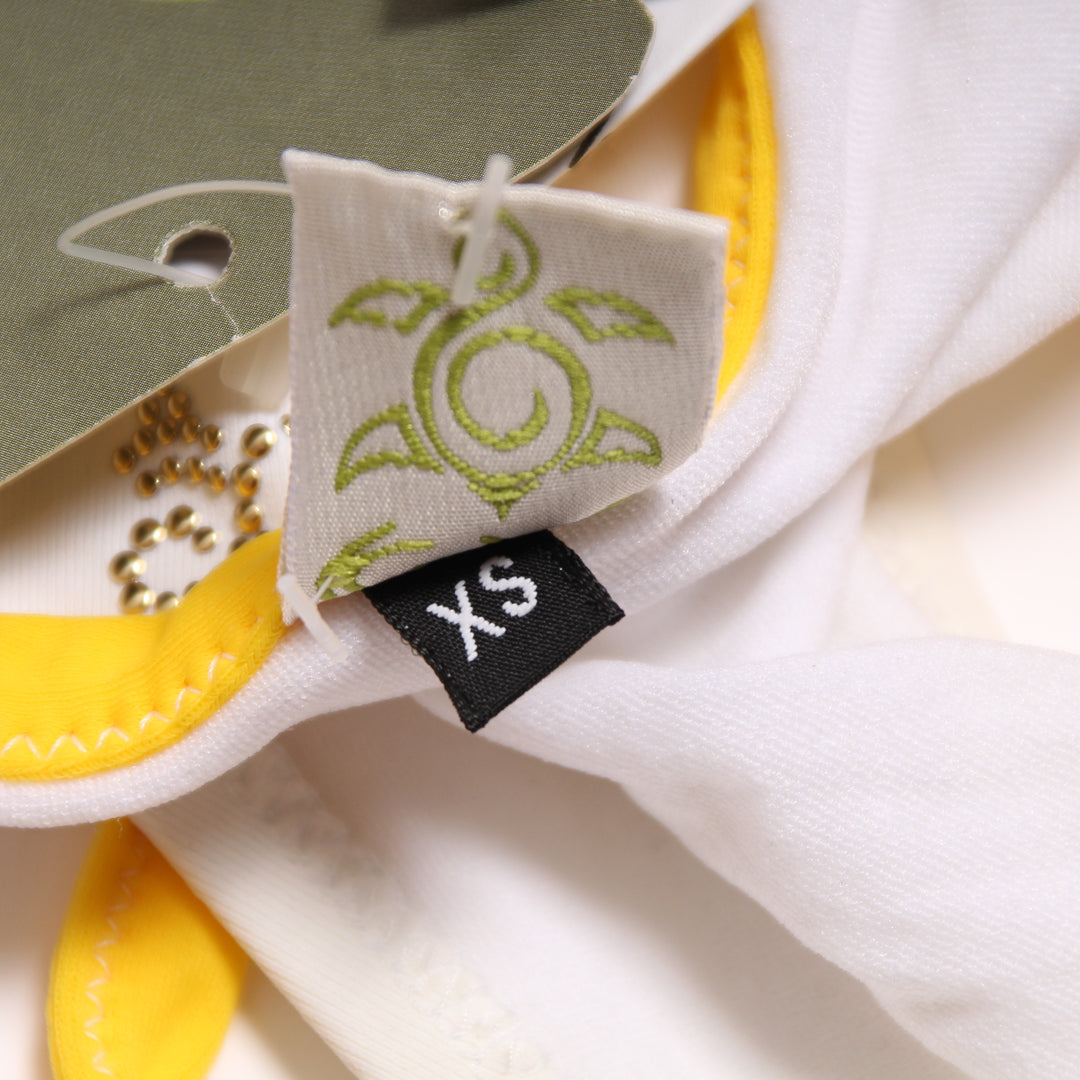 Kobe Costume Bikini Bianco e Giallo Taglia XS Donna Deadstock w/Tags
