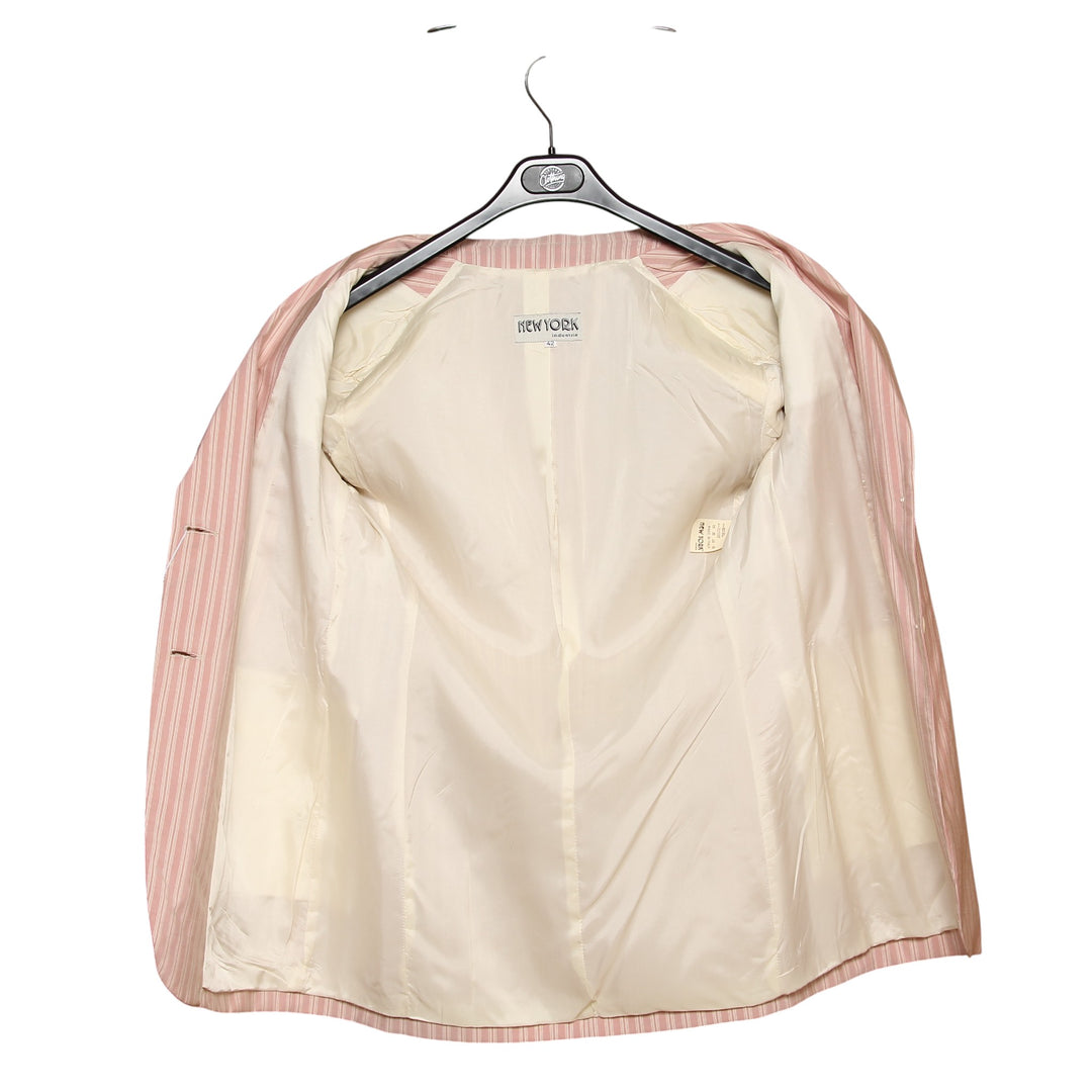 New York Giacca Blazer Rosa a Righe Taglia 40 Donna Deadstock w/Tags