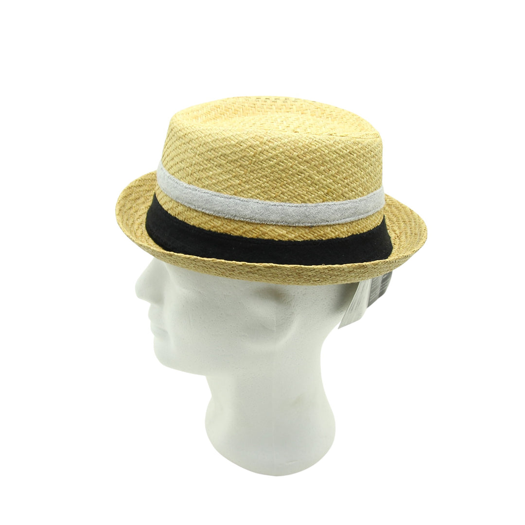 Block Headwear Cappello di Paglia Sabbia e Nero Unisex Deadstock w/Tags
