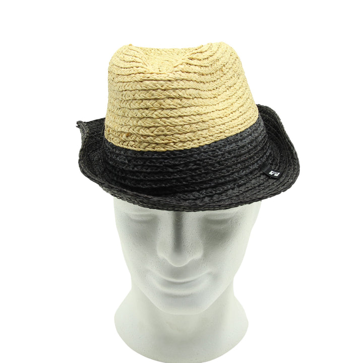 Block headwear cappello di paglia beige e nero taglia L unisex deadstock w/tags