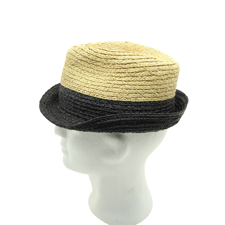 Block headwear cappello di paglia beige e nero taglia L unisex deadstock w/tags