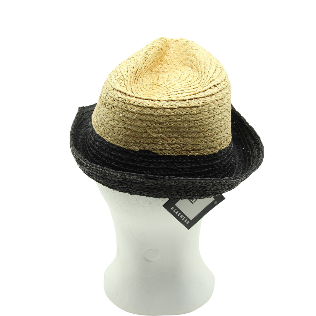 Block headwear cappello di paglia beige e nero taglia L unisex deadstock w/tags