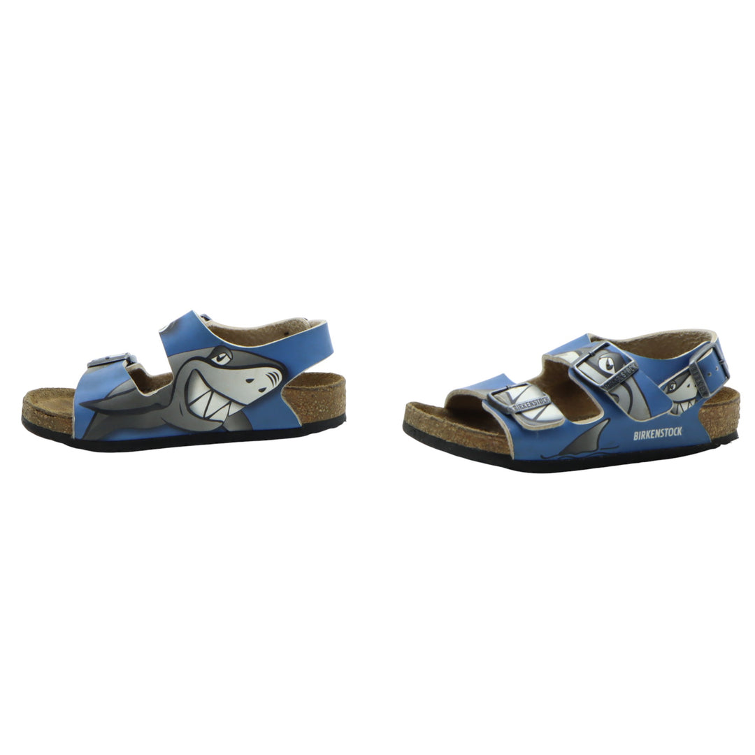 Birkenstock Milano Sandali in Pelle Blu con Squalo Eur 28 Bambino