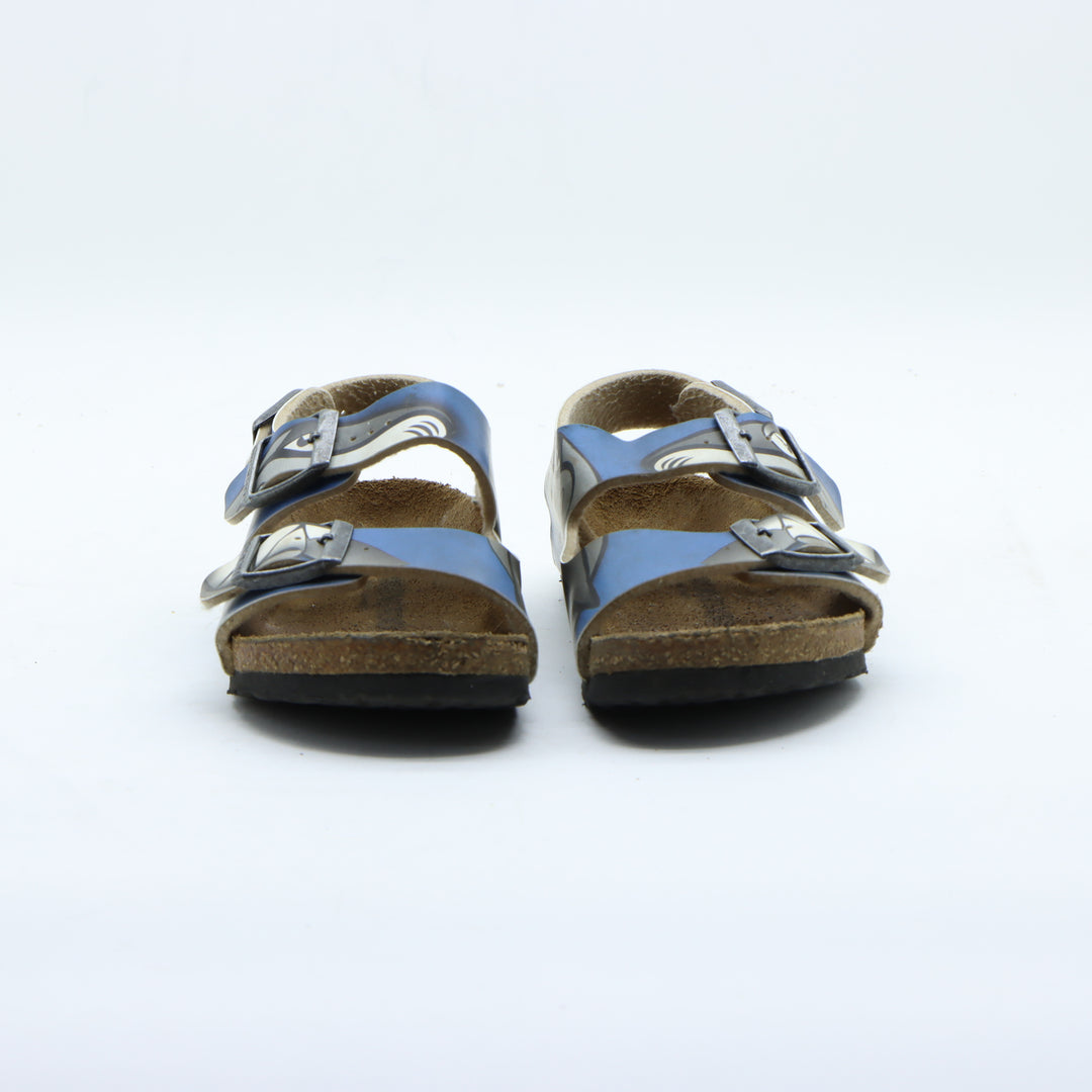 Birkenstock Milano Sandali in Pelle Blu con Squalo Eur 28 Bambino