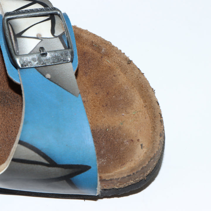 Birkenstock Milano Sandali in Pelle Blu con Squalo Eur 28 Bambino