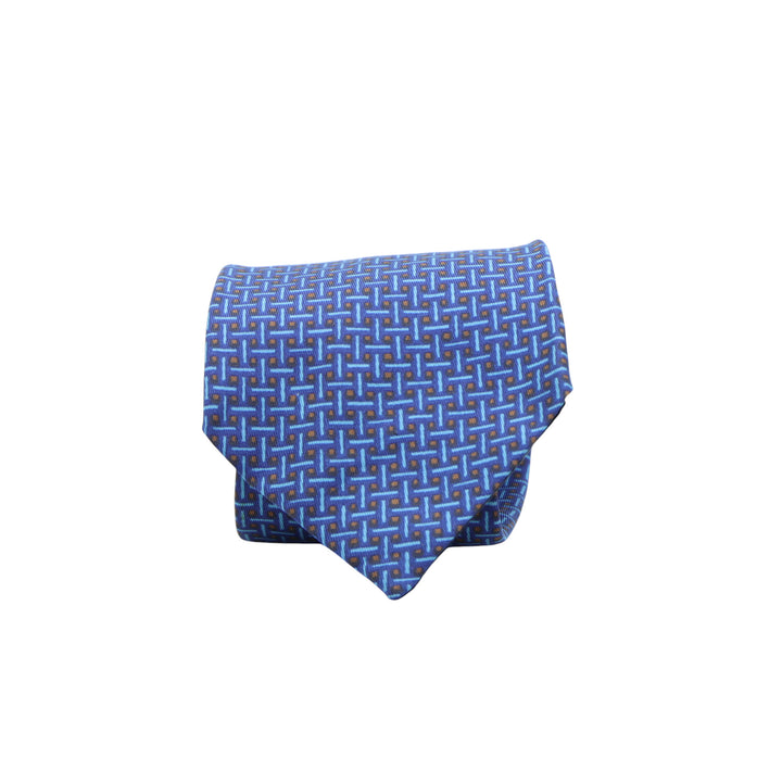 Jacques Heim Cravatta Blu con Fantasia in Seta Uomo