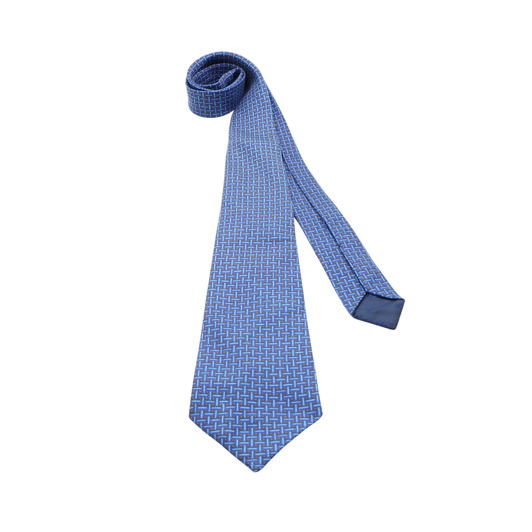 Jacques Heim Cravatta Blu con Fantasia in Seta Uomo