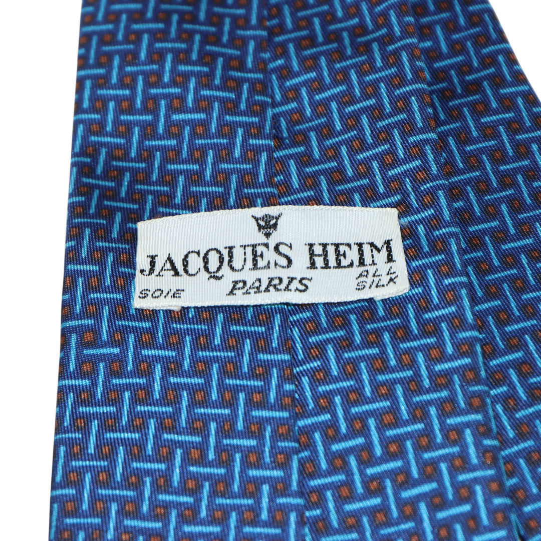 Jacques Heim Cravatta Blu con Fantasia in Seta Uomo