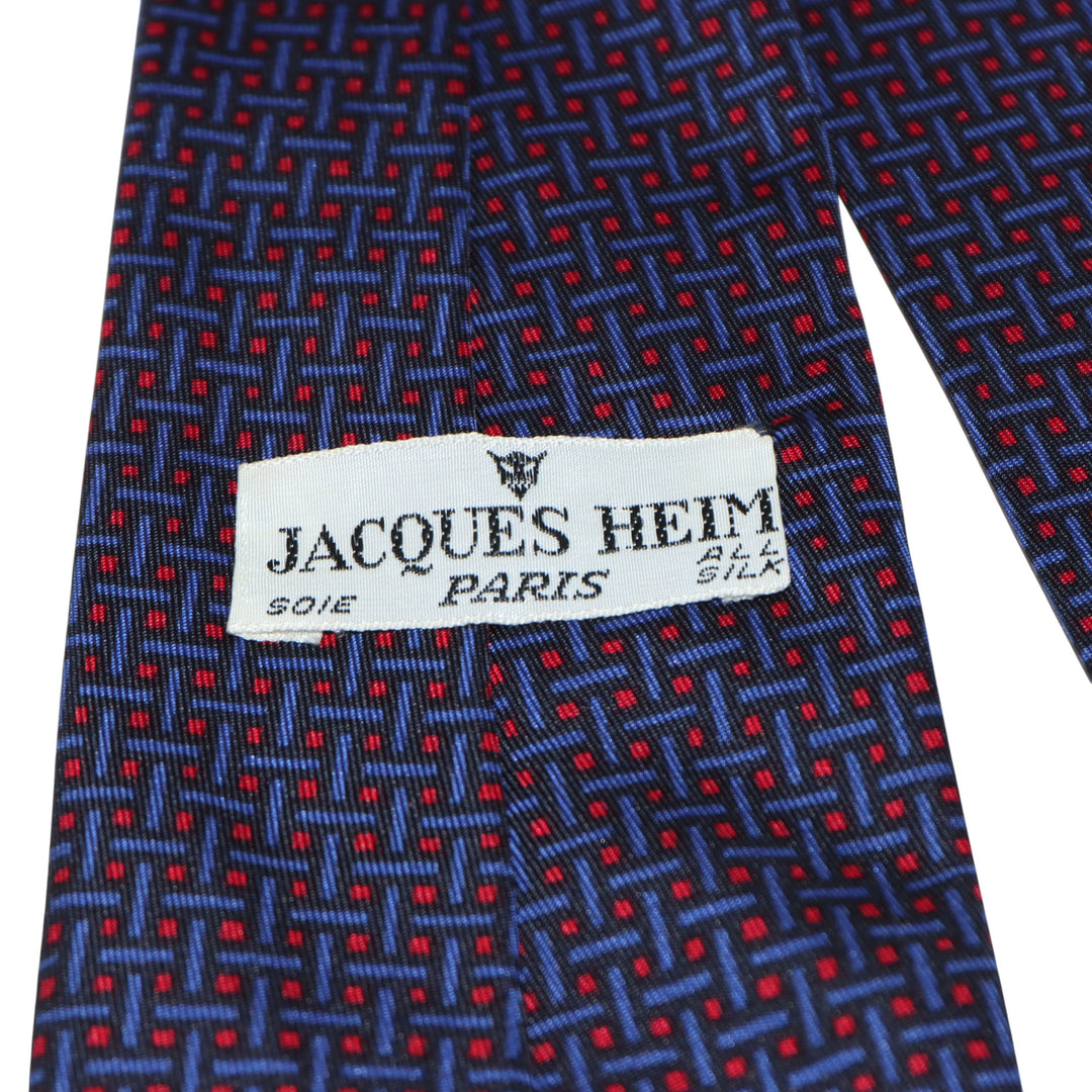 Jacques Heim Cravatta Blu con Fantasia in Seta Uomo