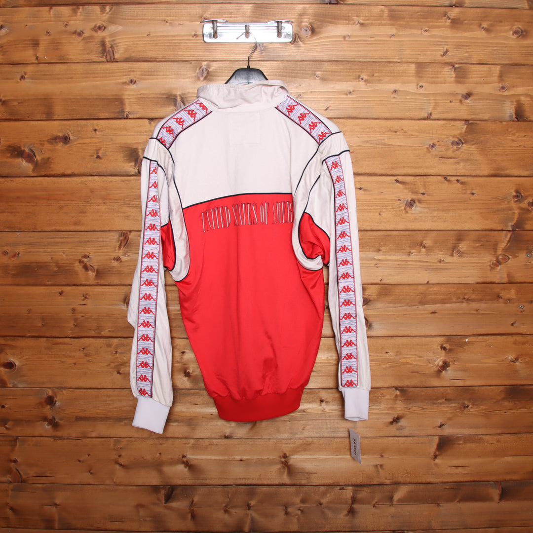 Kappa Olimpiadi 1986 USA Track Top Vintage Bianco e Rosso Taglia XL Uomo