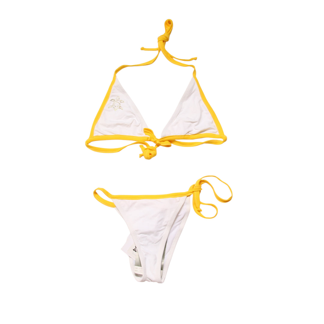 Kobe Costume Bikini Bianco e Giallo Taglia XS Donna Deadstock w/Tags
