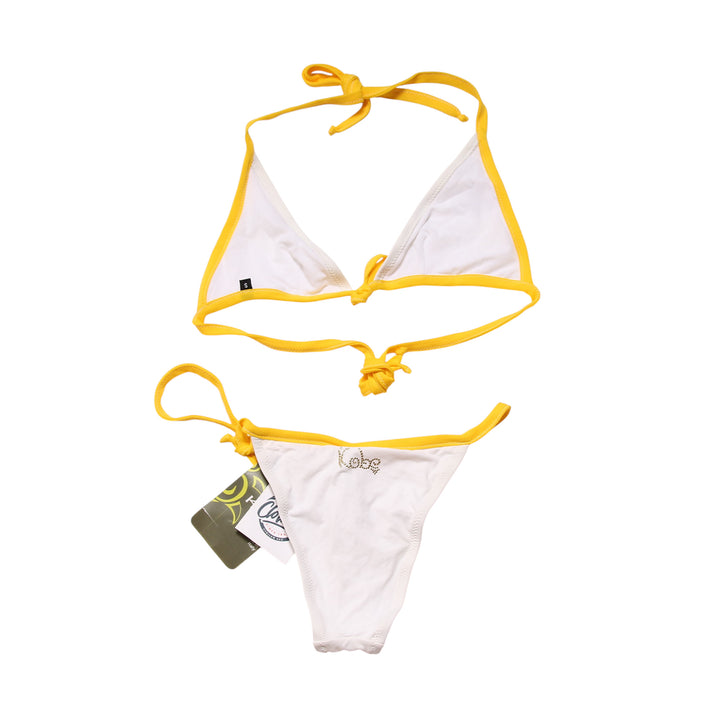 Kobe Costume Bikini Bianco e Giallo Taglia XS Donna Deadstock w/Tags