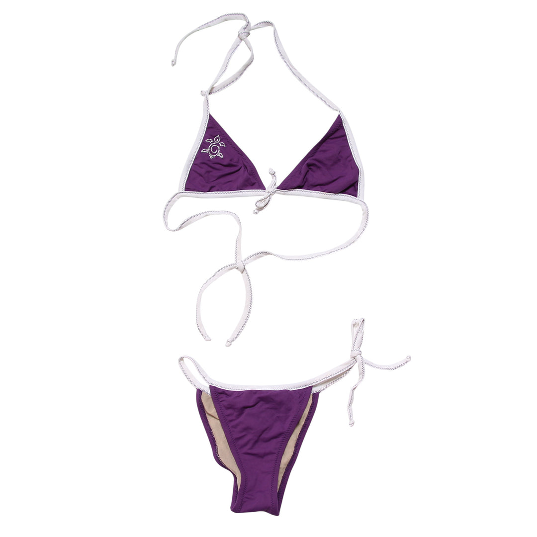 Kobe Costume Bikini Viola e Bianco Taglia XS Donna Deadstock w/Tags