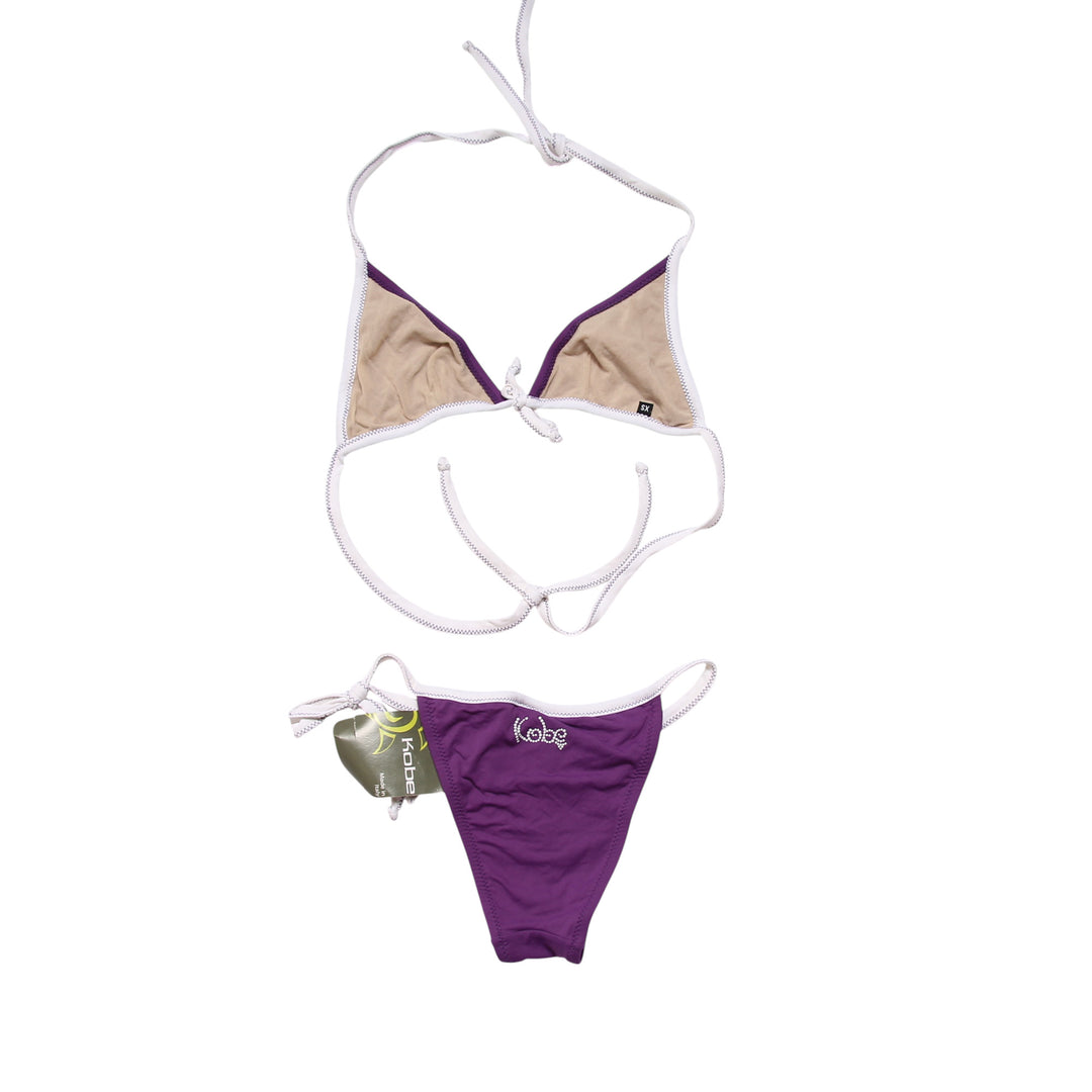 Kobe Costume Bikini Viola e Bianco Taglia XS Donna Deadstock w/Tags