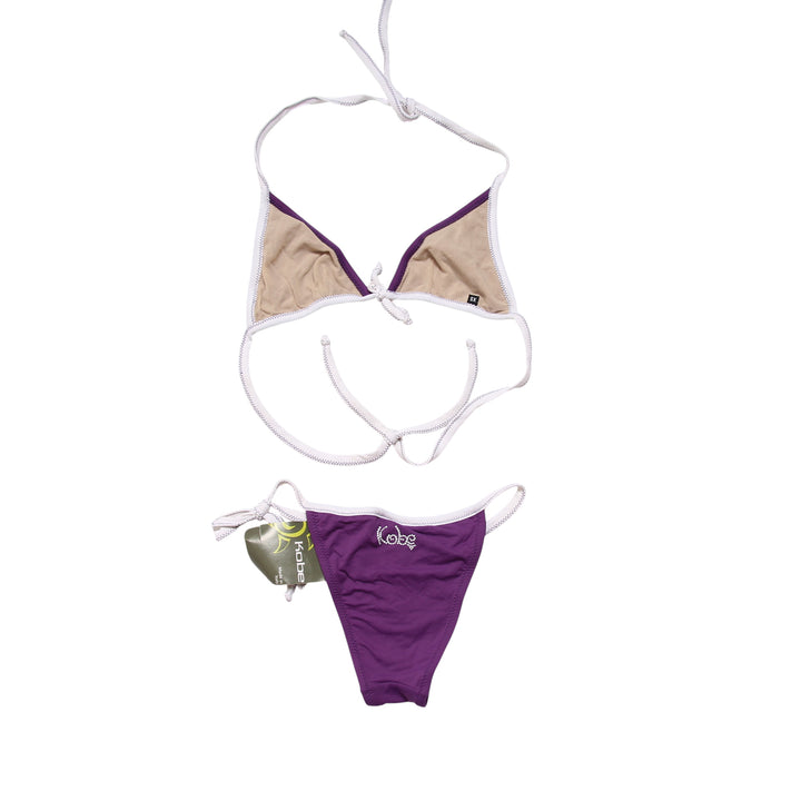Kobe Costume Bikini Viola e Bianco Taglia XS Donna Deadstock w/Tags