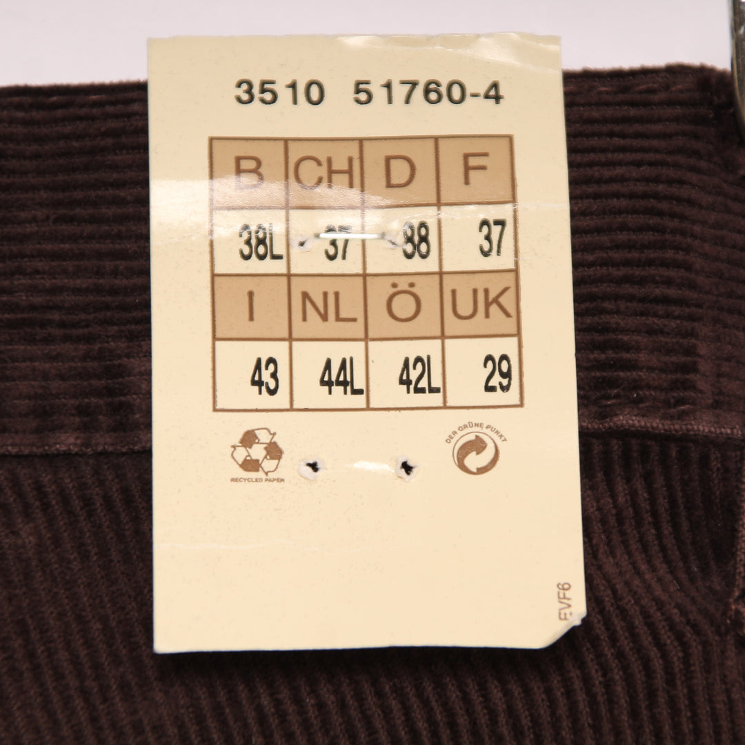 Lee Carpenter Jeans in Velluto Marrone W29 L34 Unisex Deadstock w/Tags