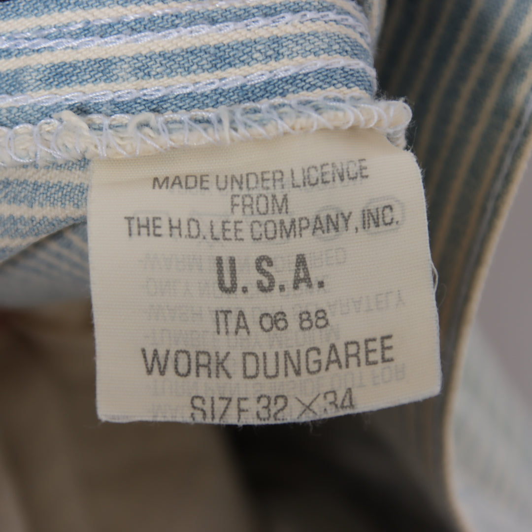 Lee Work Dungaree Jeans Bianco a Righe W32 L34 Uomo Made in USA