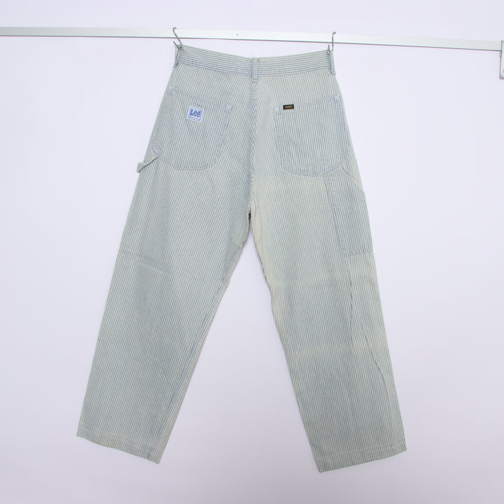 Lee Work Dungaree Jeans Bianco a Righe W32 L34 Uomo Made in USA