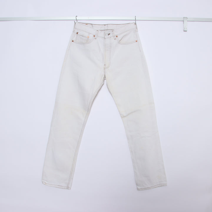 Levi's 501 Jeans Bianco Vintage W31 L32 Unisex Made in USA