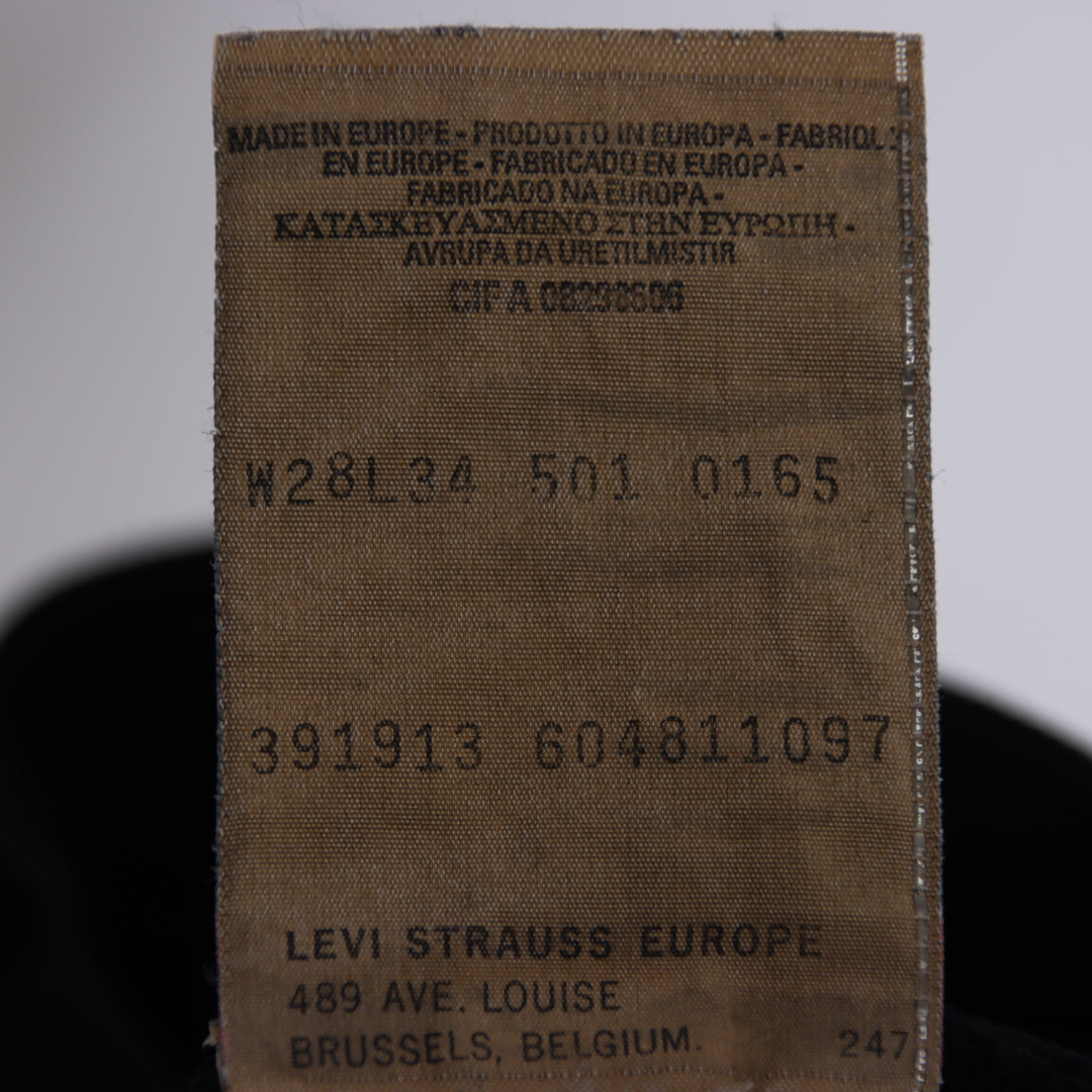 Levi's 501 regular fit W28 L34 jeans vintage in denim nero da donna deadstock