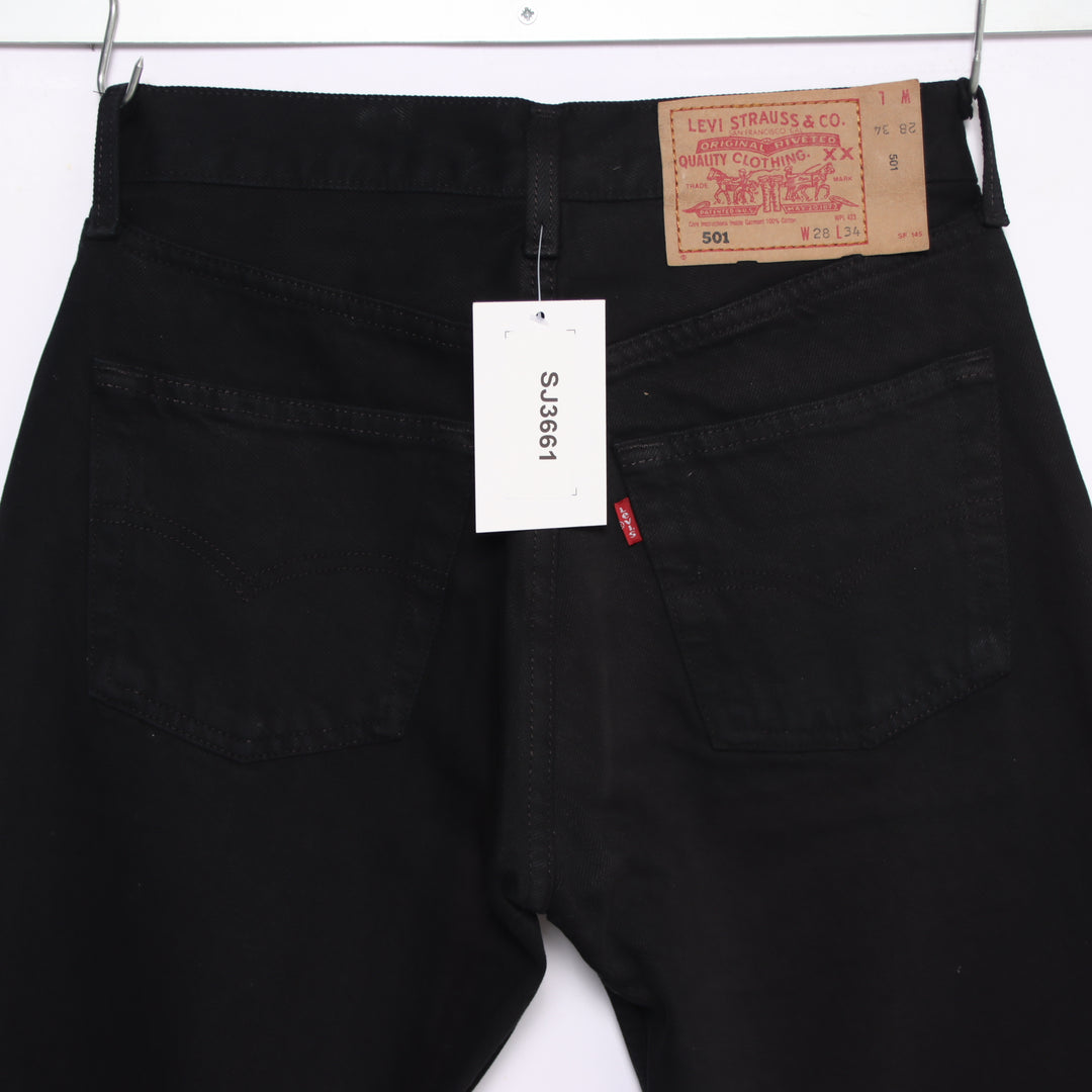 Levi's 501 regular fit W28 L34 jeans vintage in denim nero da donna deadstock