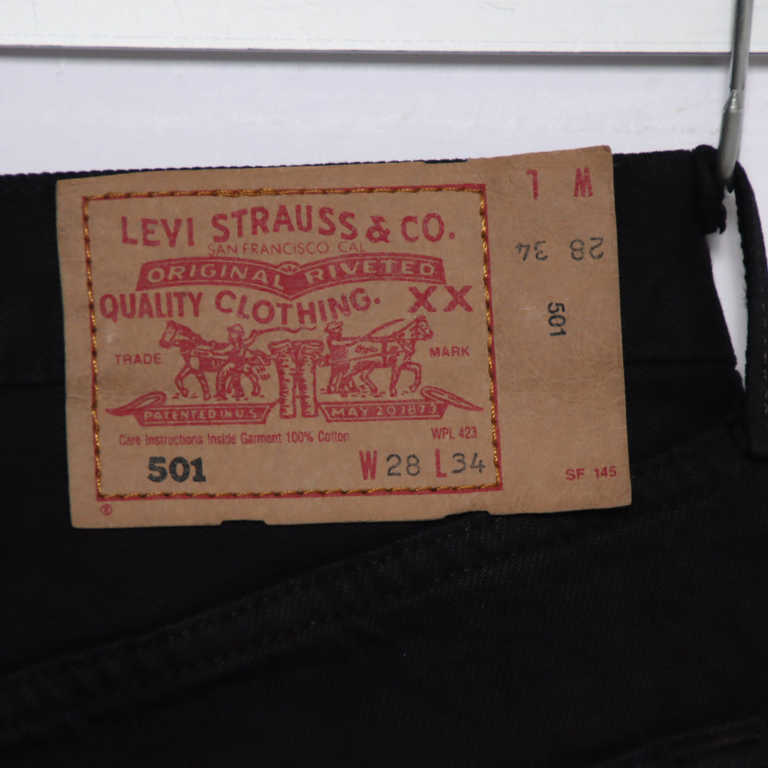 Levi's 501 regular fit W28 L34 jeans vintage in denim nero da donna deadstock