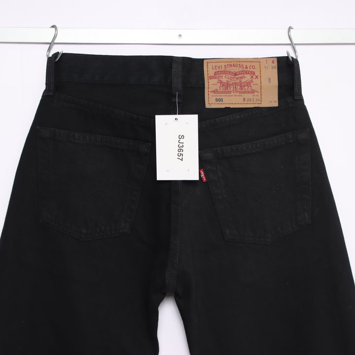 Levi's 501 regular fit W28 L34 jeans vintage in denim nero da donna made in USA deadstock w/tags